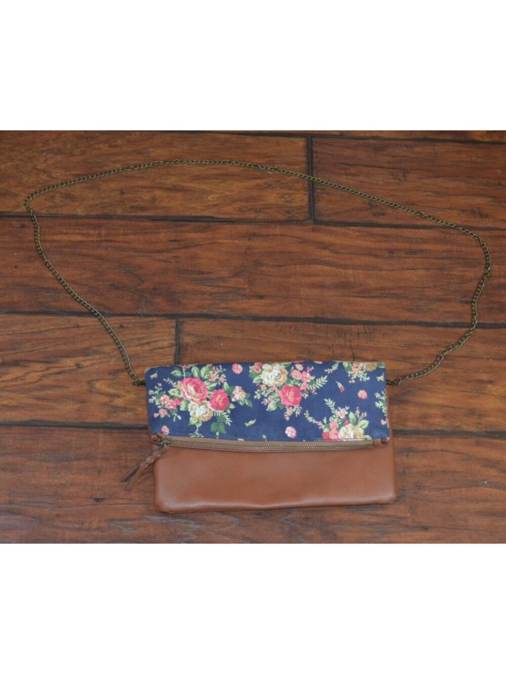 Crossbody Bag Purse Floral Roses Clutch Chain Faux Leather Cottage Chic Boho